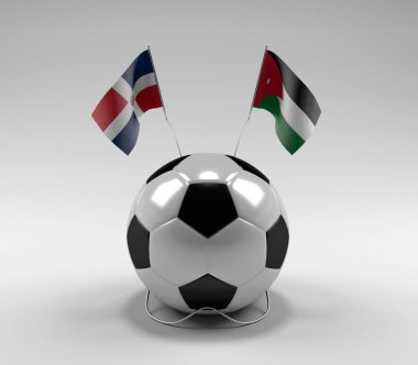 Dominik Cumhuriyeti - Ürdün Futbol Bayrakları, Beyaz Arkaplan - 3D Render