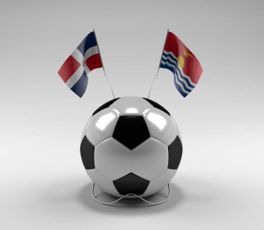 Dominik Cumhuriyeti - Kiribati Futbol Bayrakları, Beyaz Arkaplan - 3D Render