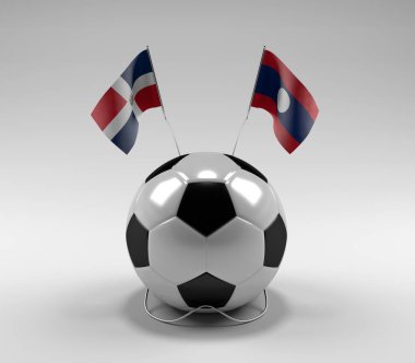 Dominik Cumhuriyeti - Laos Futbol Bayrakları, Beyaz Arkaplan - 3D Render
