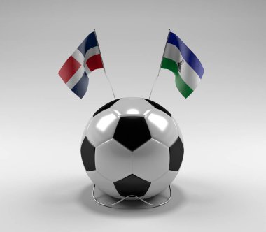 Dominik Cumhuriyeti - Lesotho Futbol Bayrakları, Beyaz Arkaplan - 3D Render