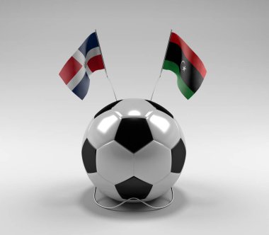 Dominik Cumhuriyeti - Libya Futbol Bayrakları, Beyaz Arkaplan - 3D Render