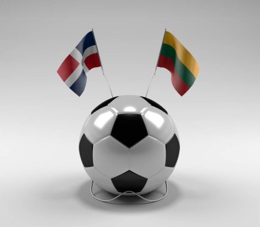 Dominik Cumhuriyeti - Litvanya Futbol Bayrakları, Beyaz Arkaplan - 3D Render