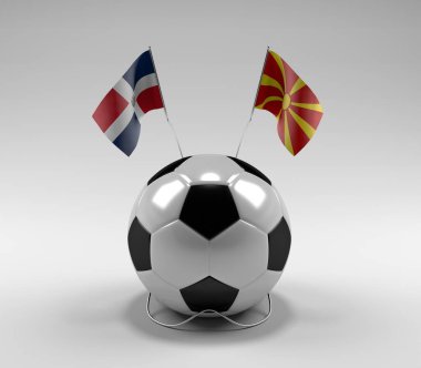 Dominik-Cumhuriyeti - Makedonya Futbol Bayrakları, Beyaz Arkaplan - 3D Render