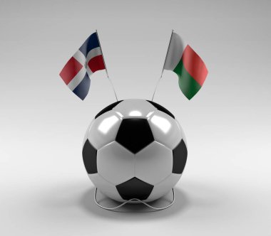 Dominik Cumhuriyeti - Madagaskar Futbol Bayrakları, Beyaz Arkaplan - 3D Render
