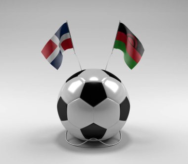 Dominik Cumhuriyeti - Malawi Futbol Bayrakları, Beyaz Arkaplan - 3D Render