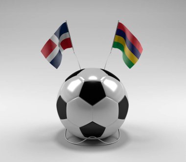 Dominik Cumhuriyeti - Mauritius Futbol Bayrakları, Beyaz Arkaplan - 3D Render