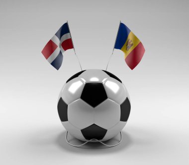 Dominik Cumhuriyeti - Moldova Futbol Bayrakları, Beyaz Arkaplan - 3D Render
