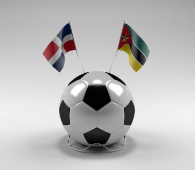 Dominik Cumhuriyeti - Mozambik Futbol Bayrakları, Beyaz Arkaplan - 3D Render