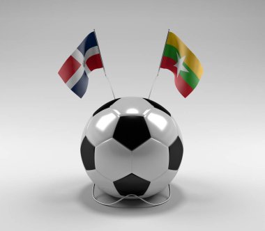 Dominik Cumhuriyeti - Myanmar Futbol Bayrakları, Beyaz Arkaplan - 3D Render