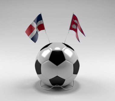 Dominik Cumhuriyeti - Nepal Futbol Bayrakları, Beyaz Arkaplan - 3D Render