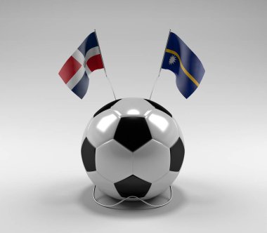 Dominik Cumhuriyeti - Nauru Futbol Bayrakları, Beyaz Arkaplan - 3D Render