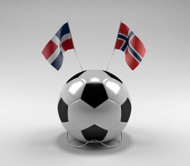 Dominik Cumhuriyeti - Norveç Futbol Bayrakları, Beyaz Arkaplan - 3D Render
