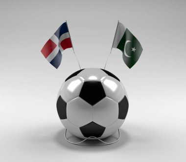 Dominik Cumhuriyeti - Pakistan Futbol Bayrakları, Beyaz Arkaplan - 3D Render