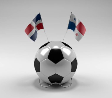 Dominik Cumhuriyeti - Panama Futbol Bayrakları, Beyaz Arkaplan - 3D Render