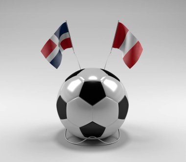 Dominik Cumhuriyeti - Peru Futbol Bayrakları, Beyaz Arkaplan - 3D Render