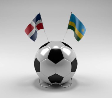 Dominik Cumhuriyeti - Ruanda Futbol Bayrakları, Beyaz Arkaplan - 3D Render