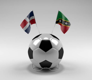 Dominik Cumhuriyeti - Saint-Kitts-and-Nevis Futbol Bayrakları, Beyaz Arkaplan - 3D Render