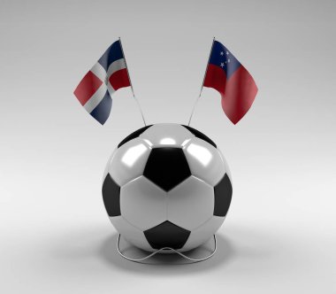 Dominik Cumhuriyeti - Samoa Futbol Bayrakları, Beyaz Arkaplan - 3D Render
