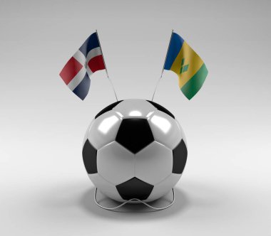 Dominik-Cumhuriyeti - Saint-Vincent-and-the-Grenadines Futbol Bayrakları, Beyaz Arkaplan - 3D Render