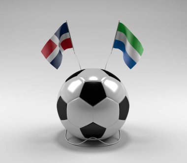 Dominik Cumhuriyeti - Sierra-Leone Futbol Bayrakları, Beyaz Arkaplan - 3D Render