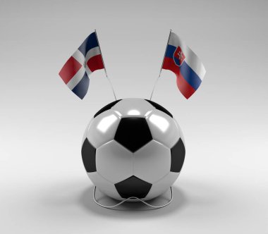 Dominik Cumhuriyeti - Slovakya Futbol Bayrakları, Beyaz Arkaplan - 3D Render