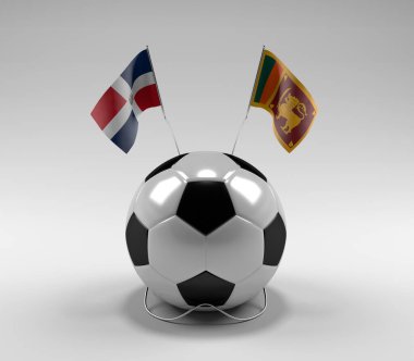 Dominik Cumhuriyeti - Sri-Lanka Futbol Bayrakları, Beyaz Arkaplan - 3D Render