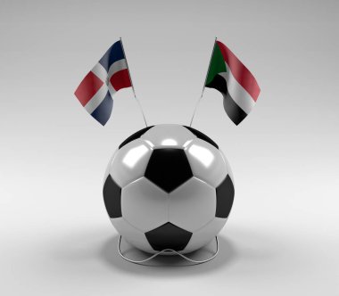Dominik Cumhuriyeti - Sudan Futbol Bayrakları, Beyaz Arkaplan - 3D Render