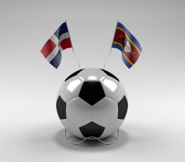 Dominik Cumhuriyeti - Svaziland Futbol Bayrakları, Beyaz Arkaplan - 3D Render