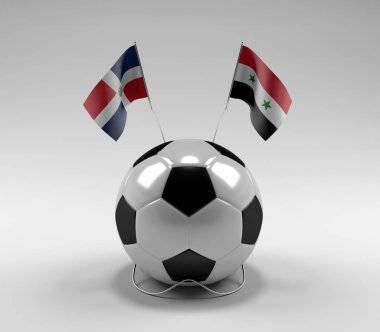 Dominik Cumhuriyeti - Suriye Futbol Bayrakları, Beyaz Arkaplan - 3D Render