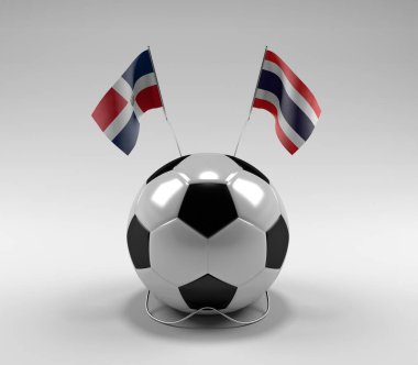 Dominik Cumhuriyeti - Tayland Futbol Bayrakları, Beyaz Arkaplan - 3D Render