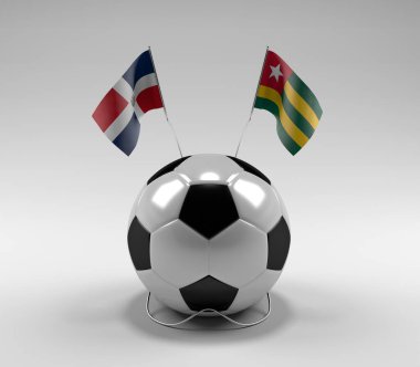 Dominik Cumhuriyeti - Togo Futbol Bayrakları, Beyaz Arkaplan - 3D Render