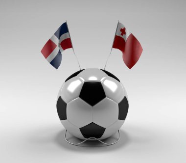 Dominik Cumhuriyeti - Tonga Futbol Bayrakları, Beyaz Arkaplan - 3D Render