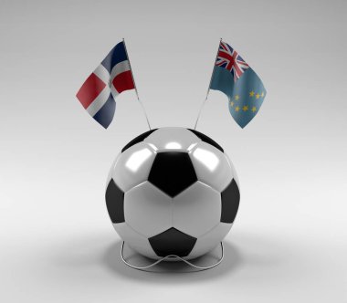 Dominik Cumhuriyeti - Tuvalu Futbol Bayrakları, Beyaz Arkaplan - 3D Render