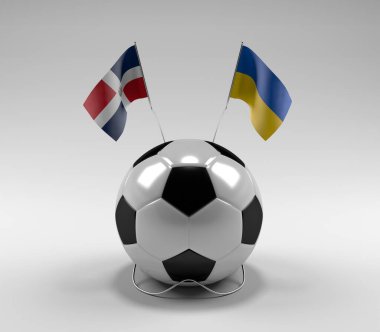 Dominik Cumhuriyeti - Ukrayna Futbol Bayrakları, Beyaz Arkaplan - 3D Render
