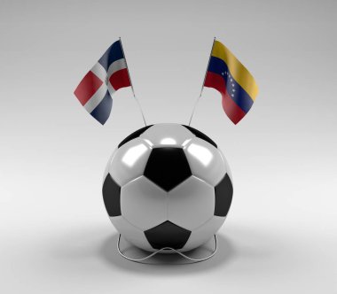 Dominik Cumhuriyeti - Venezuela Futbol Bayrakları, Beyaz Arkaplan - 3D Render