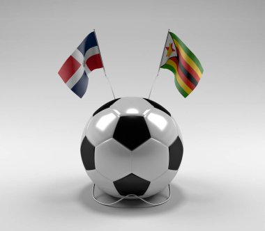 Dominik Cumhuriyeti - Zimbabve Futbol Bayrakları, Beyaz Arkaplan - 3D Render