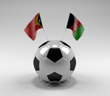 Doğu Timor - Afganistan Futbol Bayrakları, Beyaz Arkaplan - 3D Render