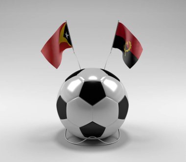 Doğu Timor - Angola Futbol Bayrakları, Beyaz Arkaplan - 3D Render