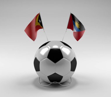 Doğu-Timor - Antigua-and-Barbuda Futbol Bayrakları, Beyaz Arkaplan - 3D Render