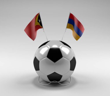 Doğu Timor - Ermenistan Futbol Bayrakları, Beyaz Arkaplan - 3D Render