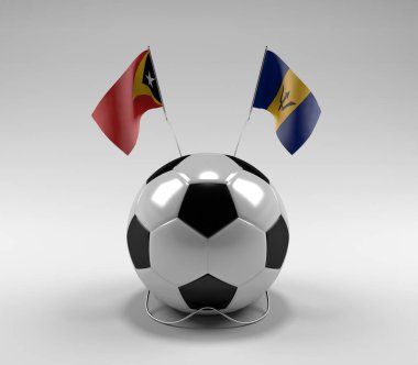Doğu Timor - Barbados Futbol Bayrakları, Beyaz Arkaplan - 3D Render
