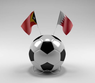 Doğu Timor - Bahreyn Futbol Bayrakları, Beyaz Arkaplan - 3D Render