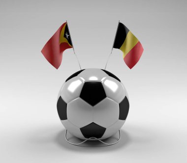 Doğu Timor - Belçika Futbol Bayrakları, Beyaz Arkaplan - 3D Render