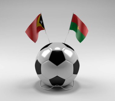 Doğu Timor - Burkina-Faso Futbol Bayrakları, Beyaz Arkaplan - 3D Render