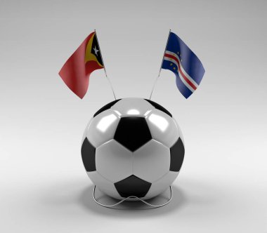 Doğu Timor - Cape-Verde Futbol Bayrakları, Beyaz Arkaplan - 3D Render