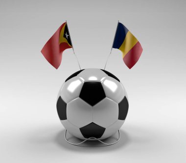 Doğu Timor - Çad Futbol Bayrakları, Beyaz Arkaplan - 3D Render