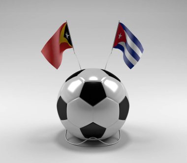 Doğu Timor - Küba Futbol Bayrakları, Beyaz Arkaplan - 3D Render
