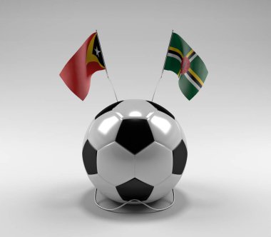 Doğu Timor - Dominica Futbol Bayrakları, Beyaz Arkaplan - 3D Render