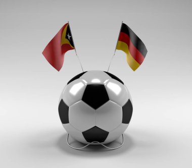 Doğu Timor - Almanya Futbol Bayrakları, Beyaz Arkaplan - 3D Render