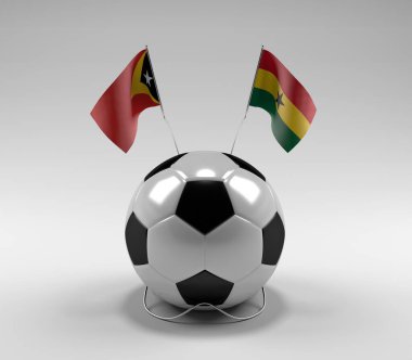 Doğu Timor - Gana Futbol Bayrakları, Beyaz Arkaplan - 3D Render